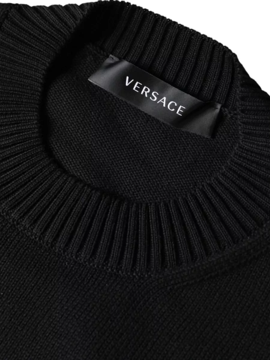 Versace Crew Neck Cotton Jumper With Medusa Embroidery