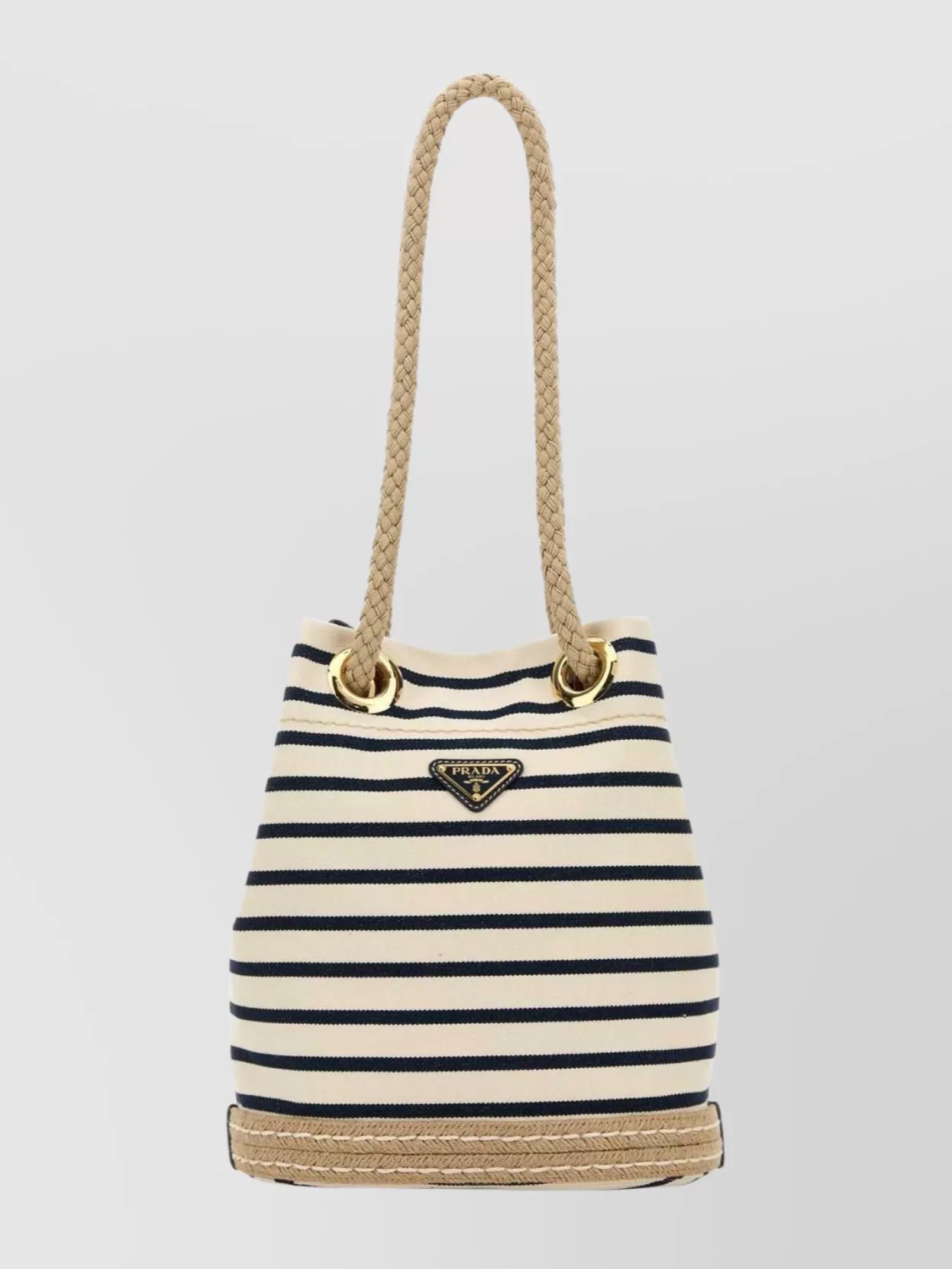Prada Canvas Bucket Bag Featuring Rope Handles In Multi