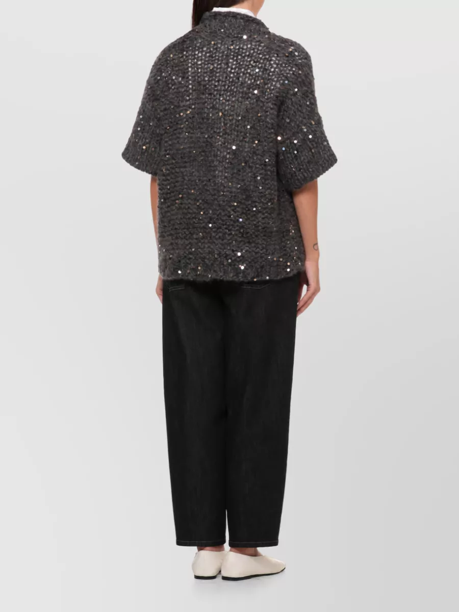 Panicale Mohair Alpaca Short-Sleeve Cardigan