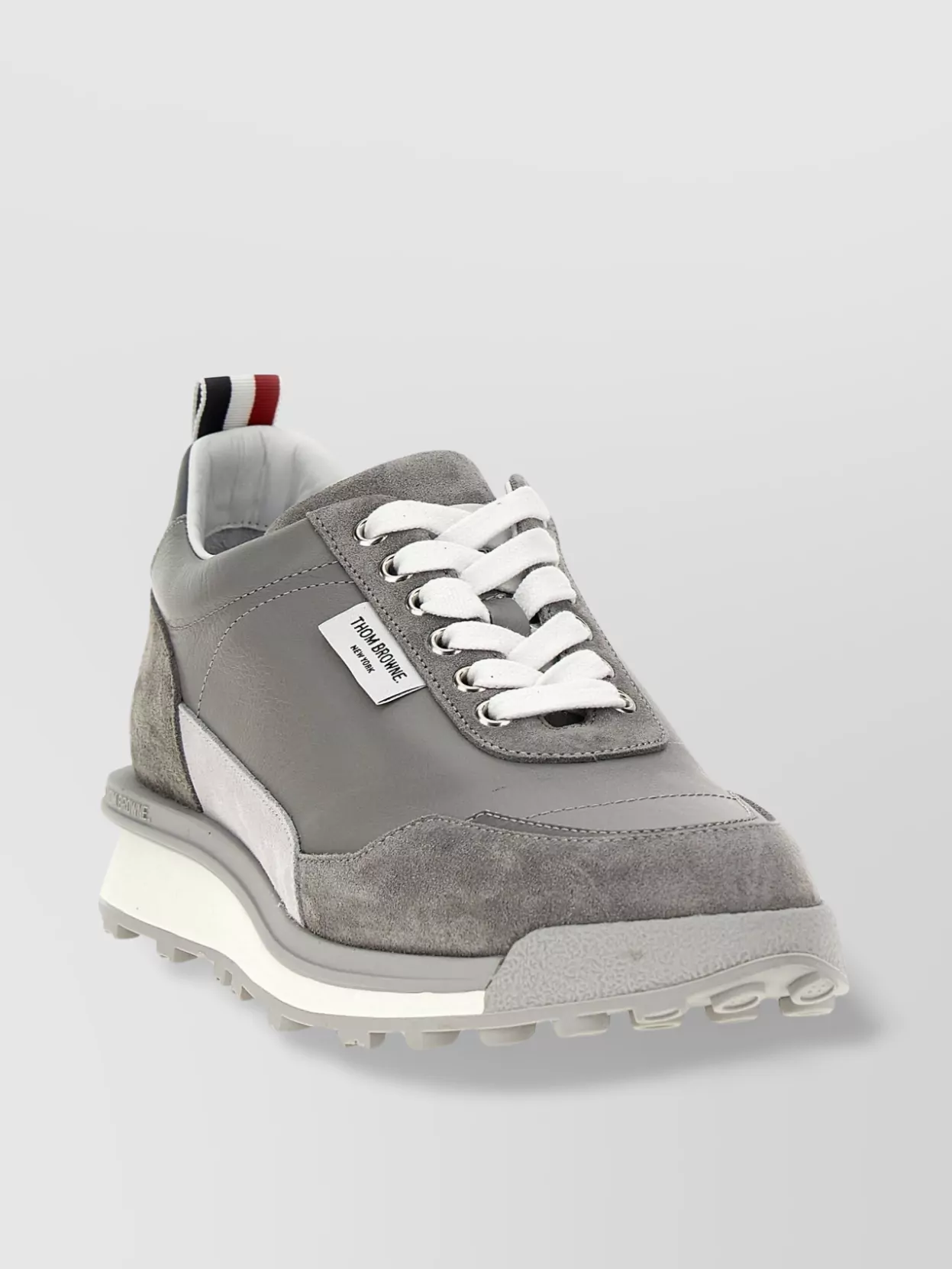 Thom Browne Heritage Round Toe Suede Sneakers In Gray