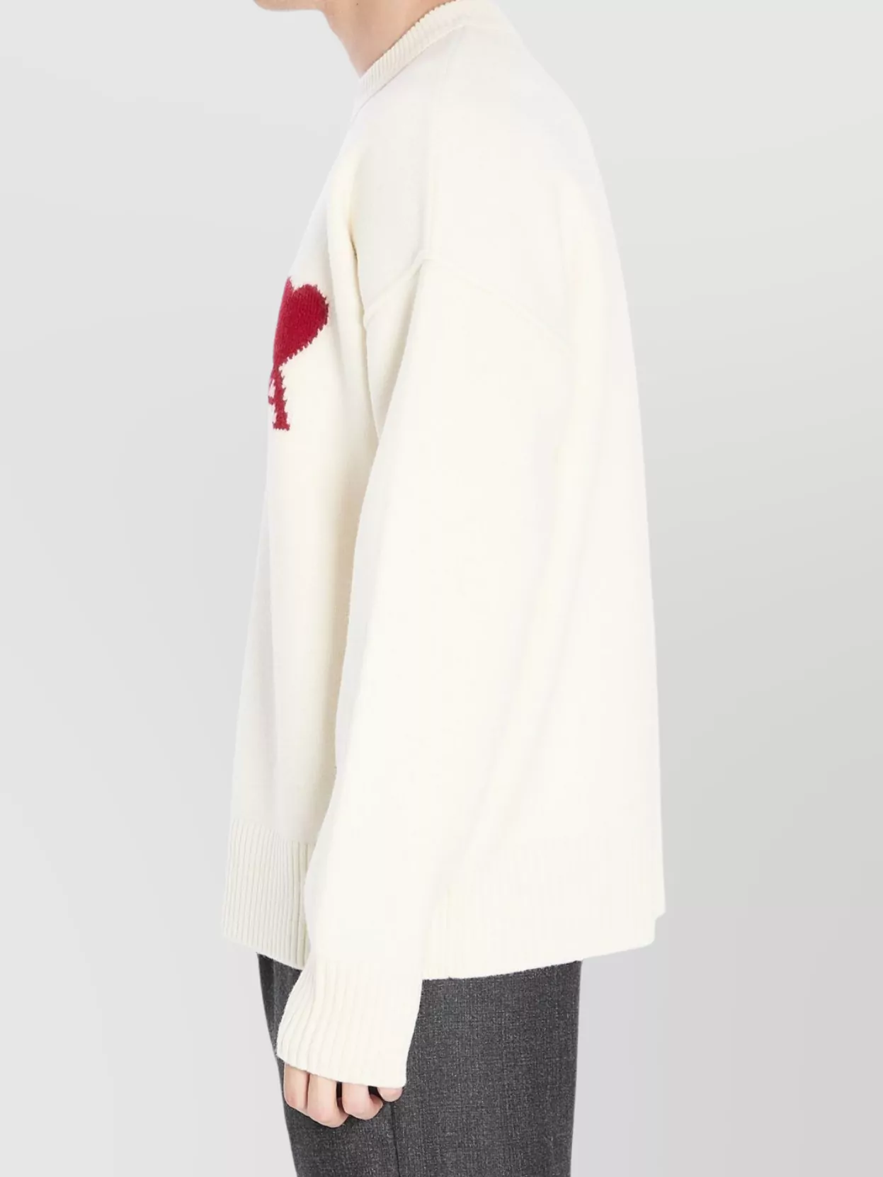 Ami Paris Heart Friend Wool Sweater With Exposed Stitching