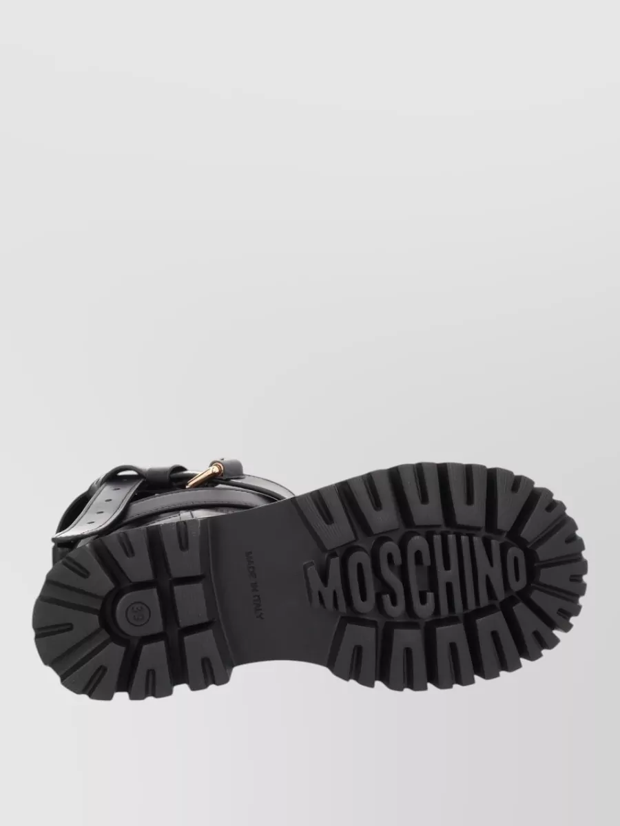 Moschino Boots Chunky Sole Round Toe Cross Straps