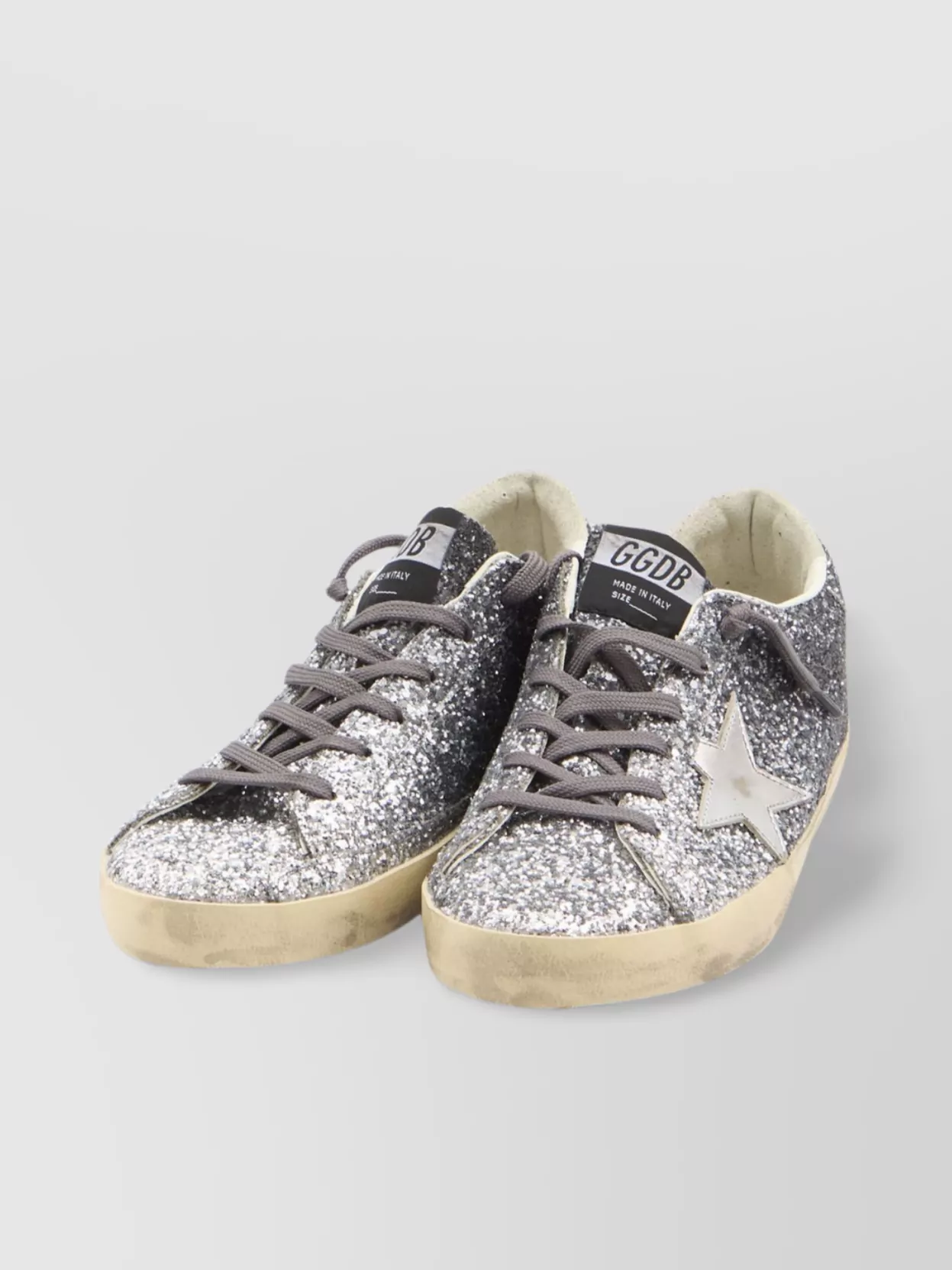 Golden Goose Super-star Classic With List Glitter Upper Toe Tongue And Heel Laminated Star Sneakers Grey In Gray