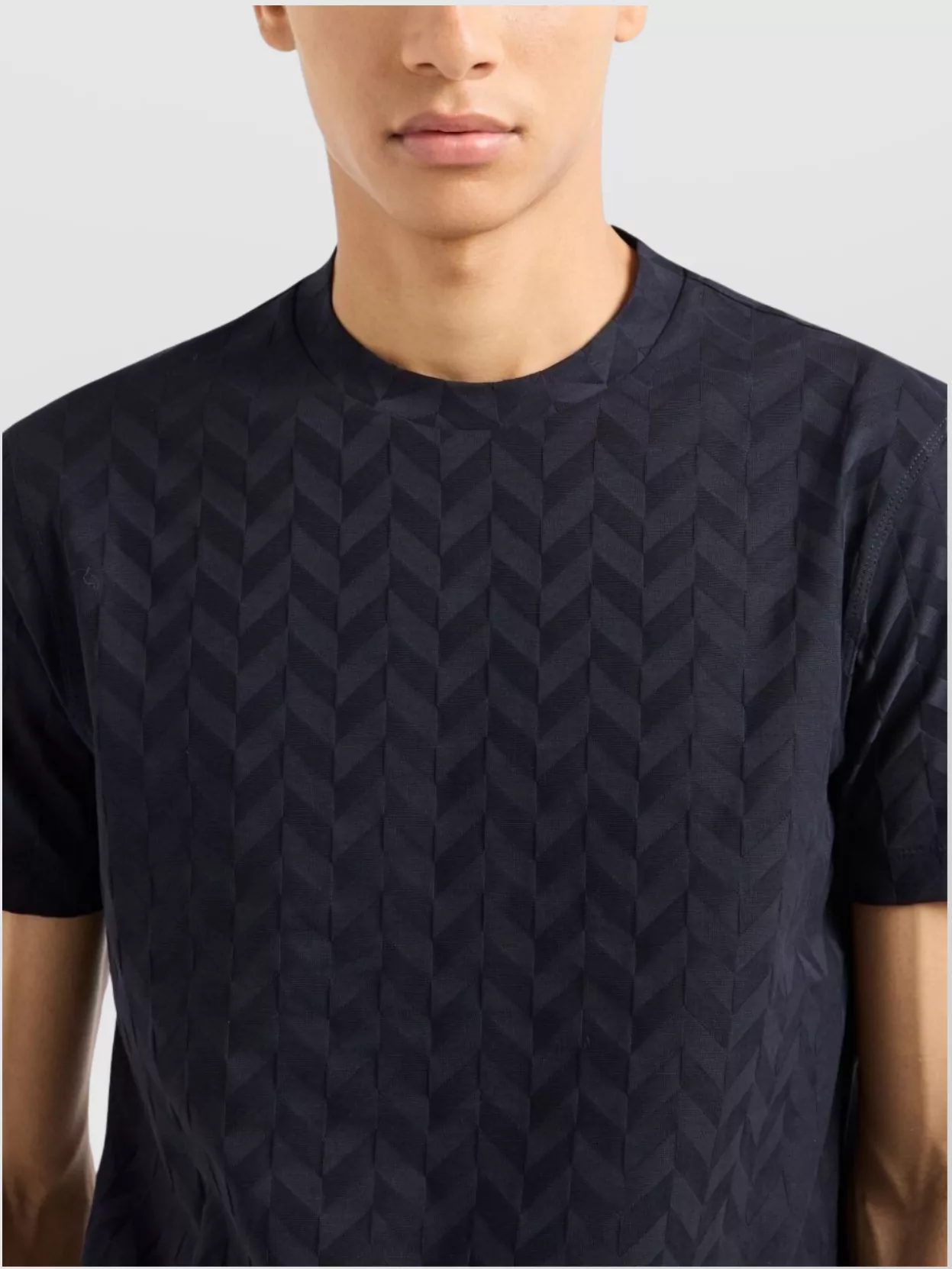 Emporio Armani Cotton Chevron Crew Neck T-Shirt