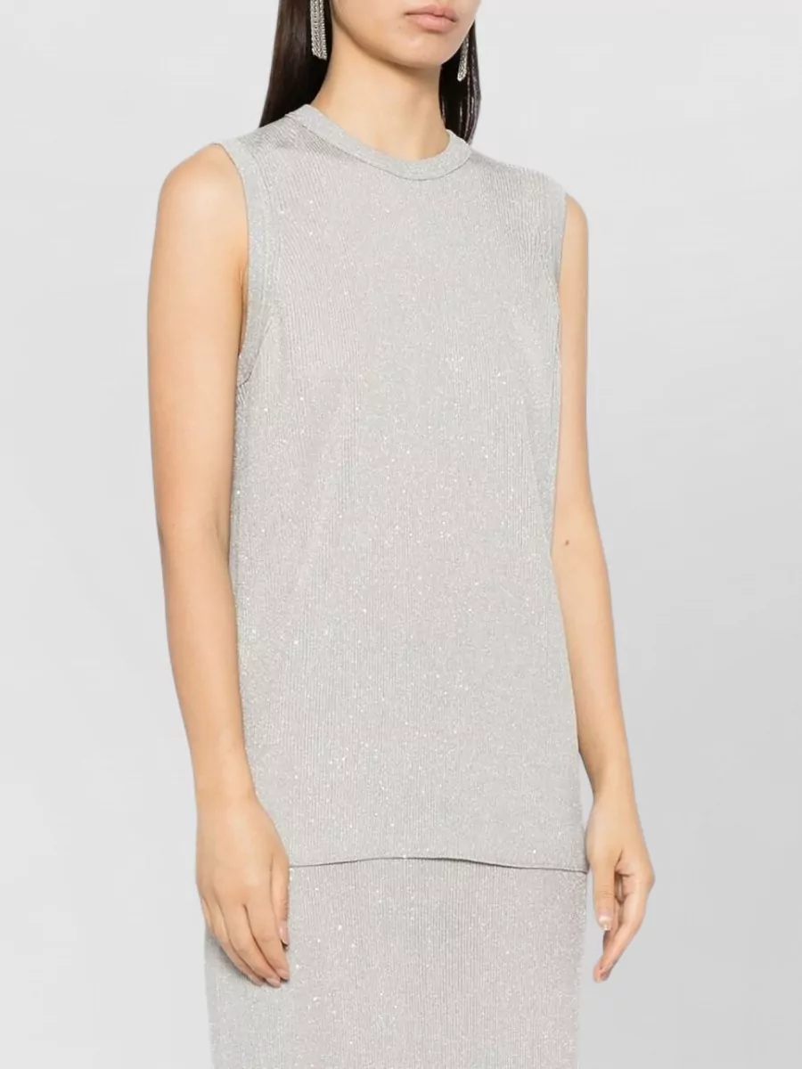 Tom Ford Sequined Crew Neck Sleeveless Ribbed Top