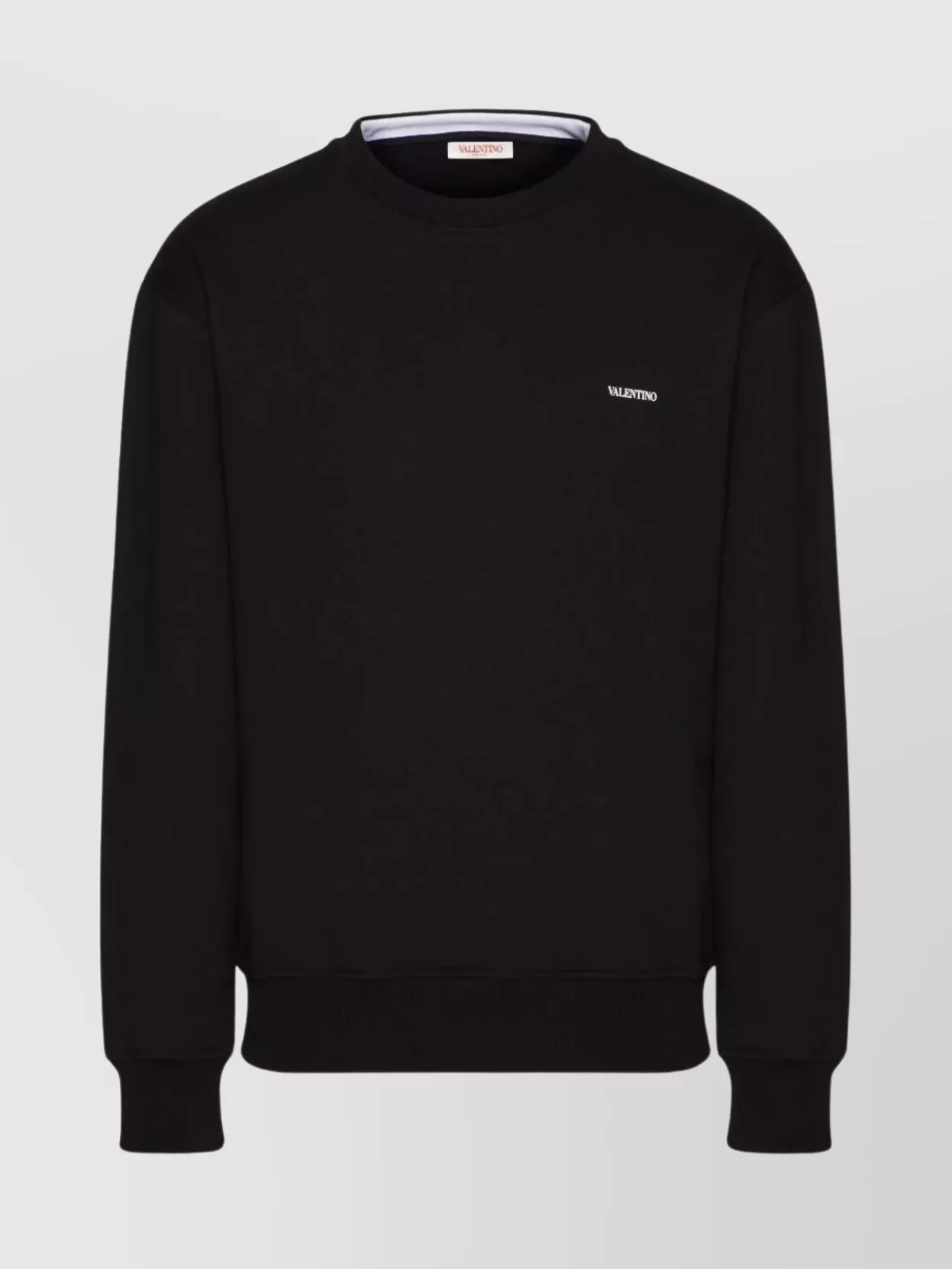 Shop Valentino Logo Print Crewneck Cotton Sweatshirt In Black