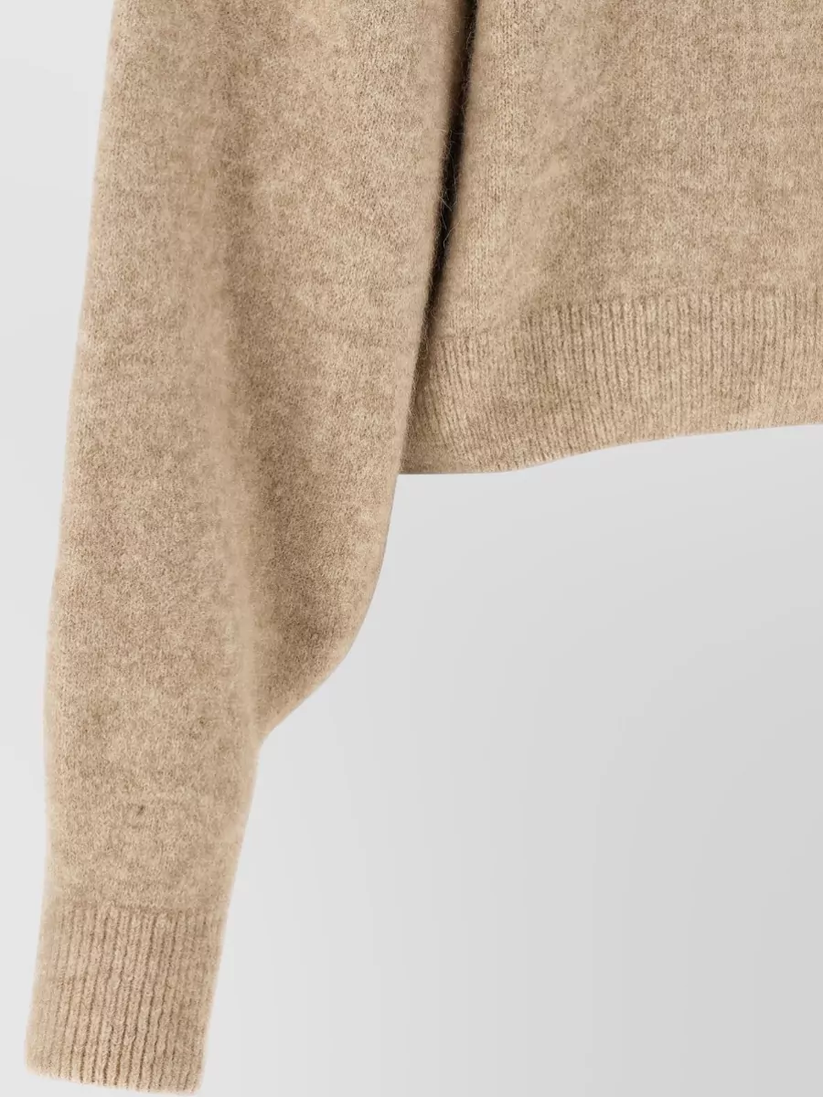 Rotate Birger Christensen Textured Knit Cropped V-Neck Cardigan