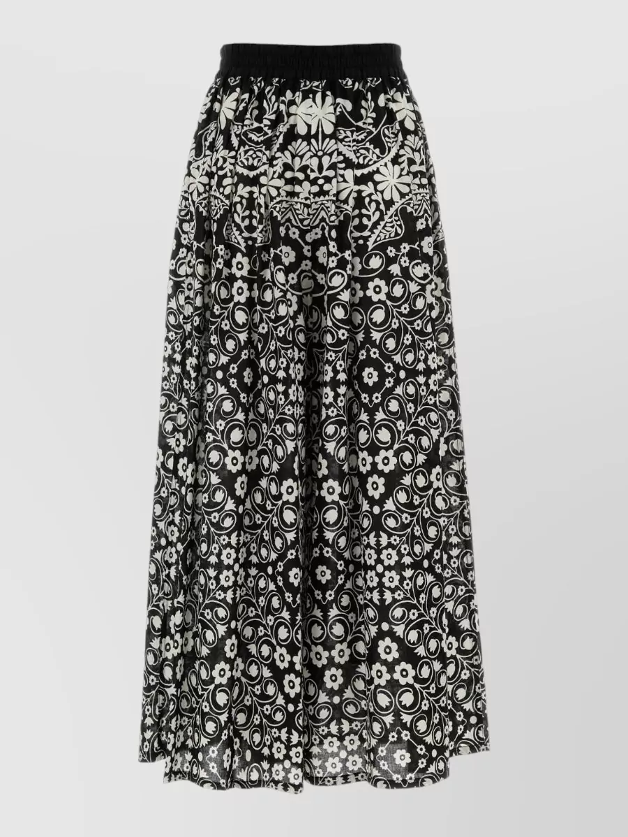 Weekend Max Mara Printed Cotton High-Rise Midi Skirt