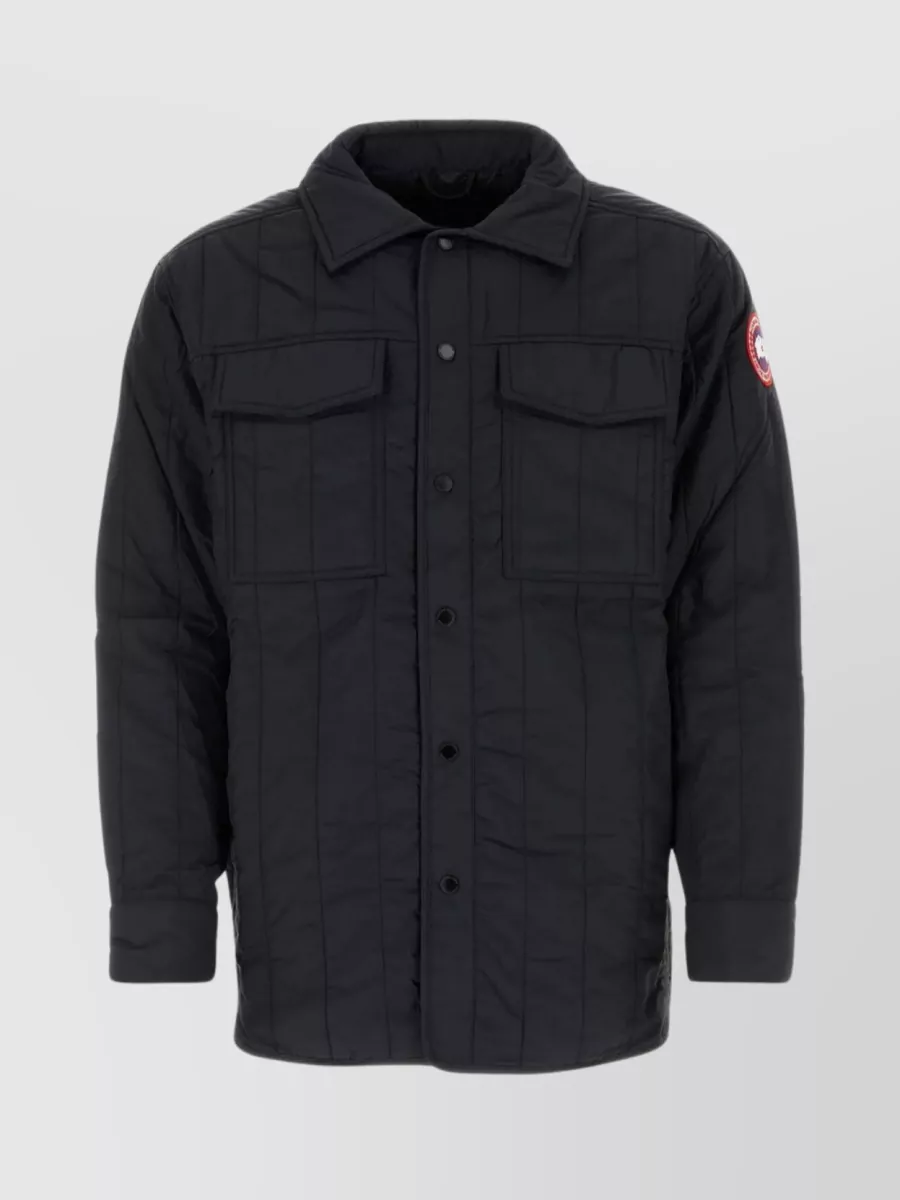 Shop Canada Goose Carlyle Quilted Jacket With Hemline Slits In Black