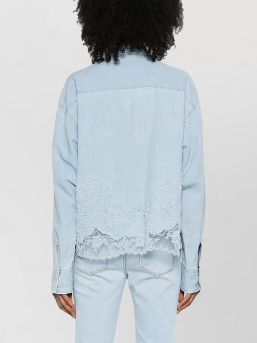 Ermanno Scervino Embroidered Cotton Linen Shirt Lace Detail