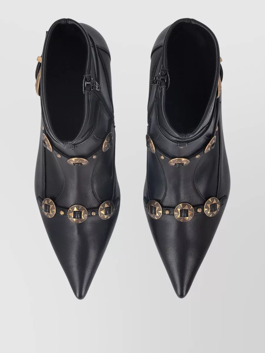 Pinko Gloria 20 Ankle Boots Buckle Strap Studs