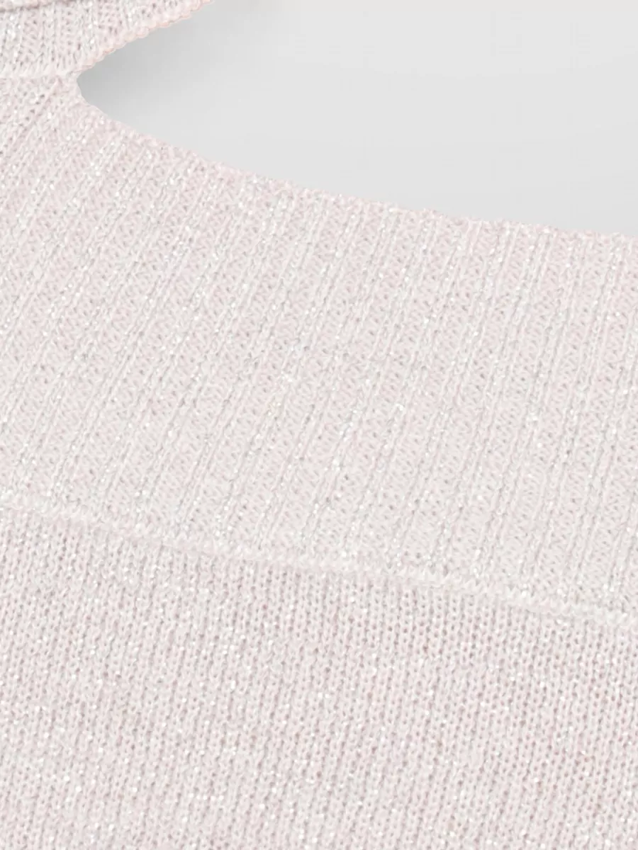 D.exterior Metallic Wool-Blend Cutout High-Neck Jumper