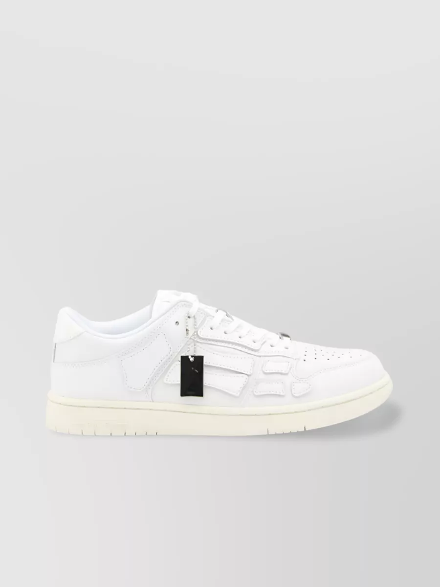 Shop Amiri Skel Leather Panelled Sneakers In White