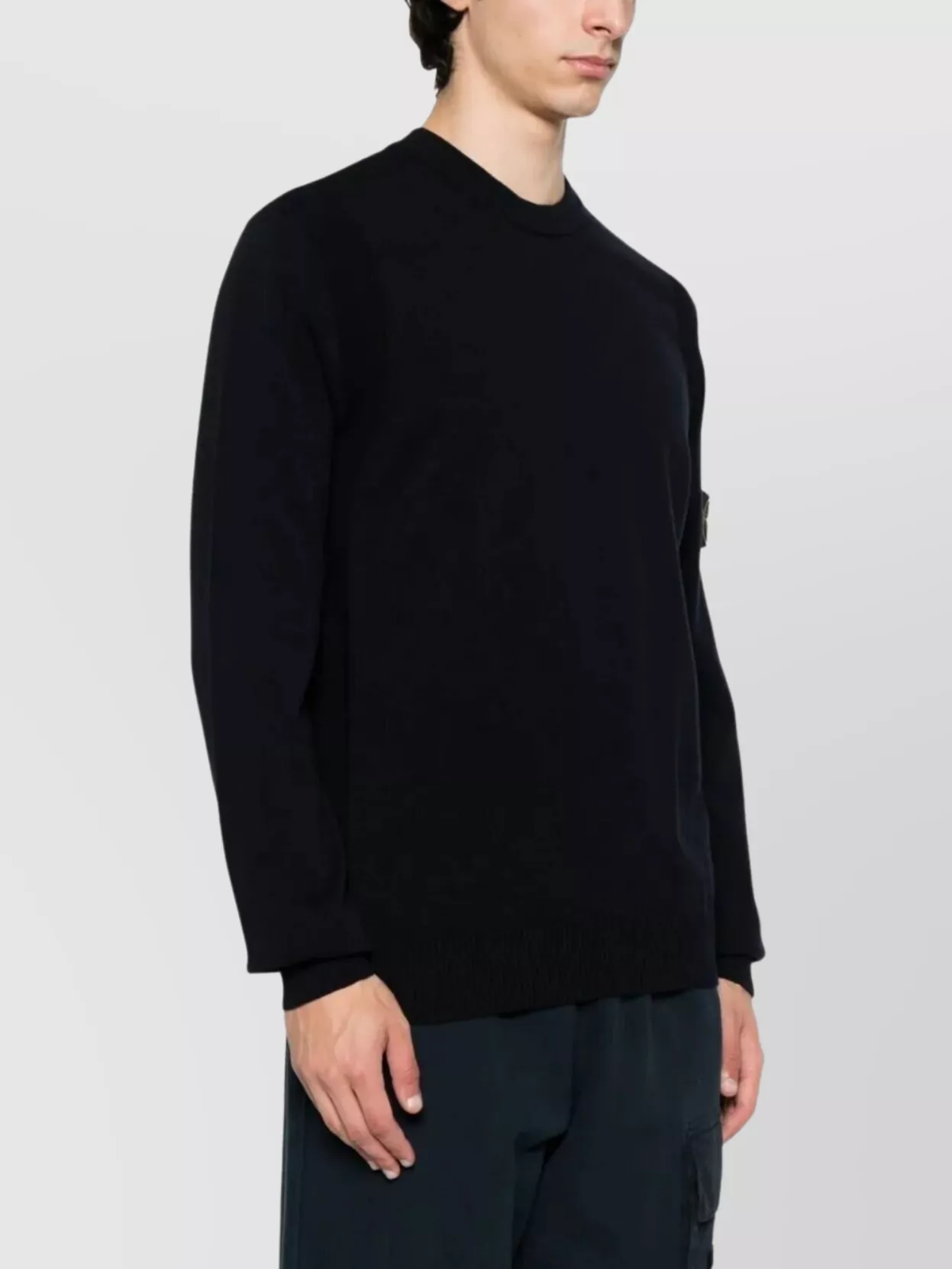 Stone Island Wool Crewneck Sweater Ribbed Cuffs