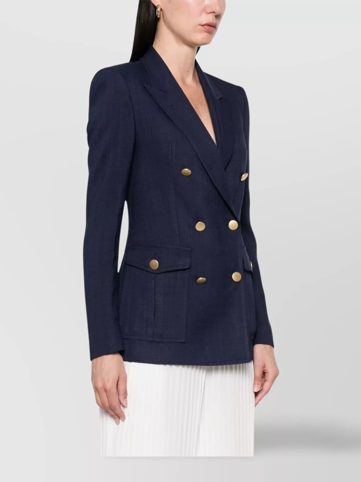 Tagliatore Structured Double-Breasted Jacket Gold Buttons