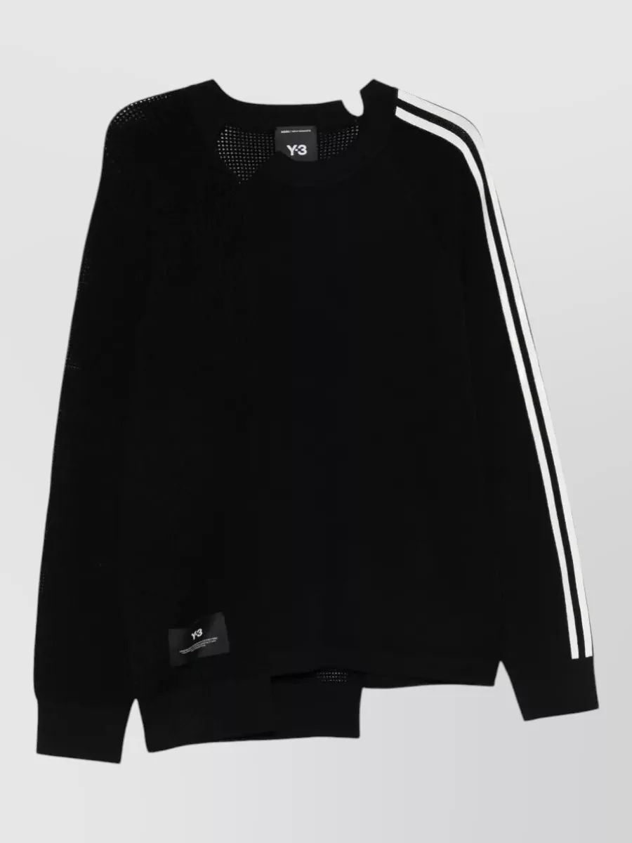 Y-3 asymmetric crew neck fine knit sweater