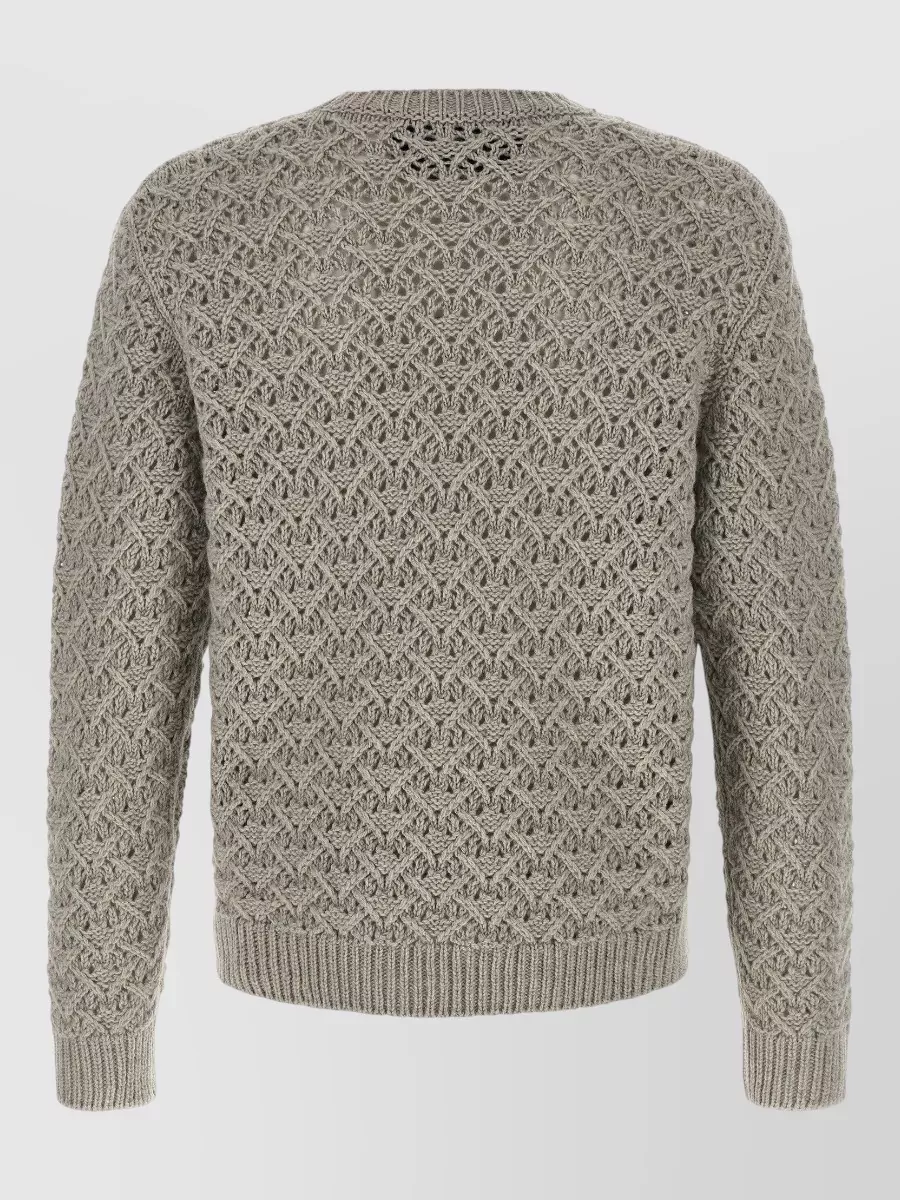 Valentino Garavani Cashmere-Blend Diamond Openwork Crew-Neck Sweater