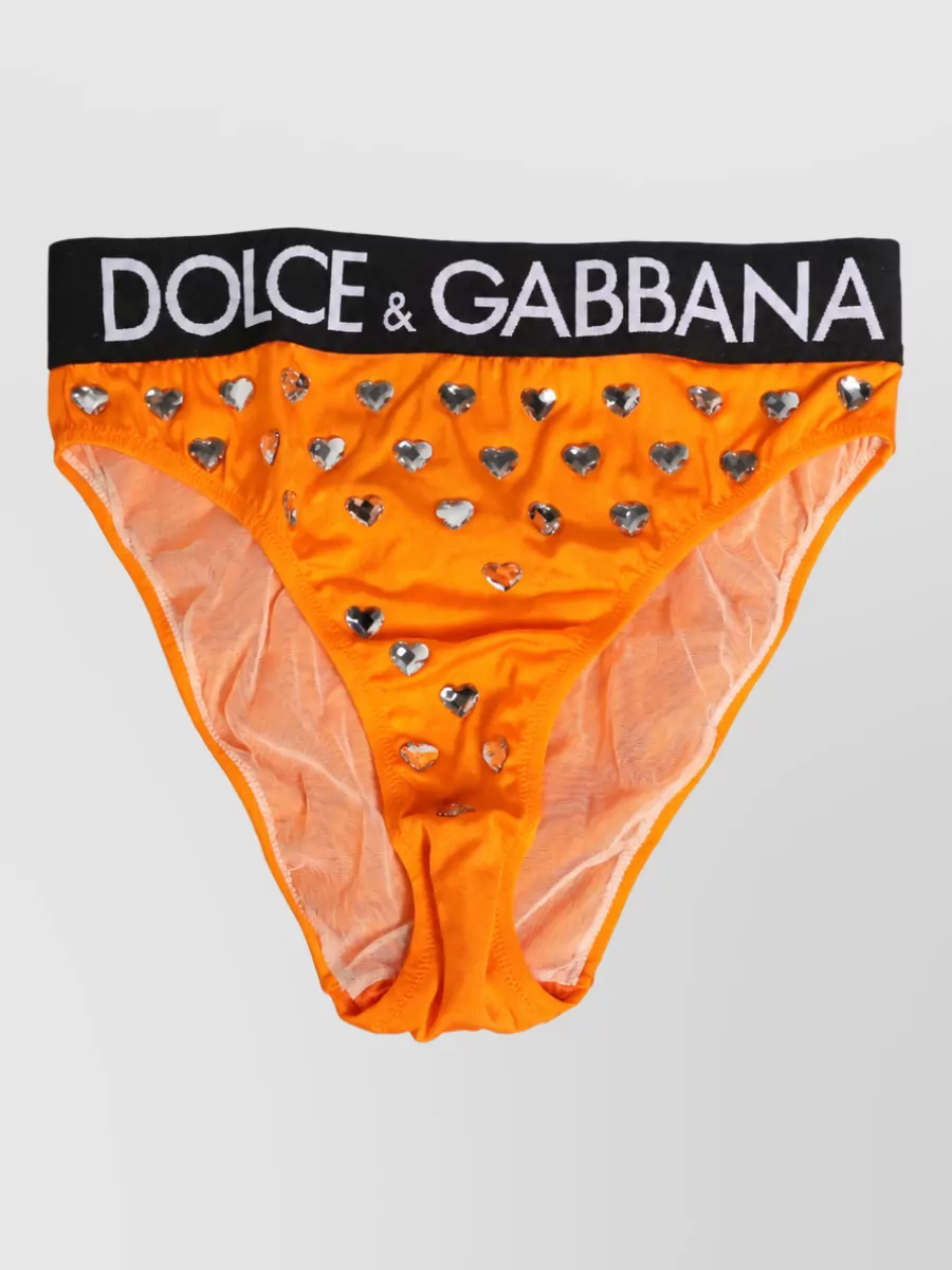 Dolce&Gabbana crystal high-waist bikini briefs
