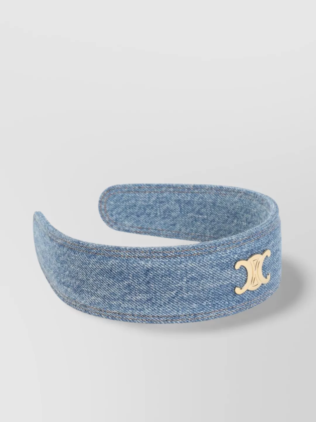 Celine Denim Texture Headband Accessory In Blue