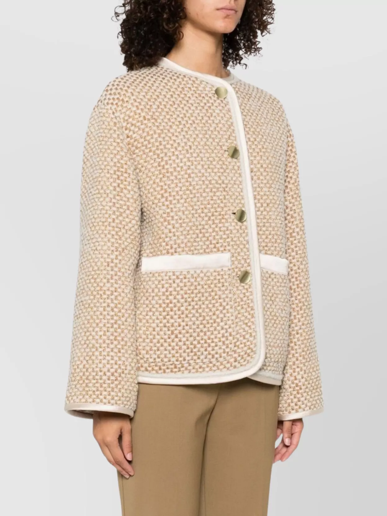 Forte Forte Textured Fabric Jacket Gold-Tone Buttons