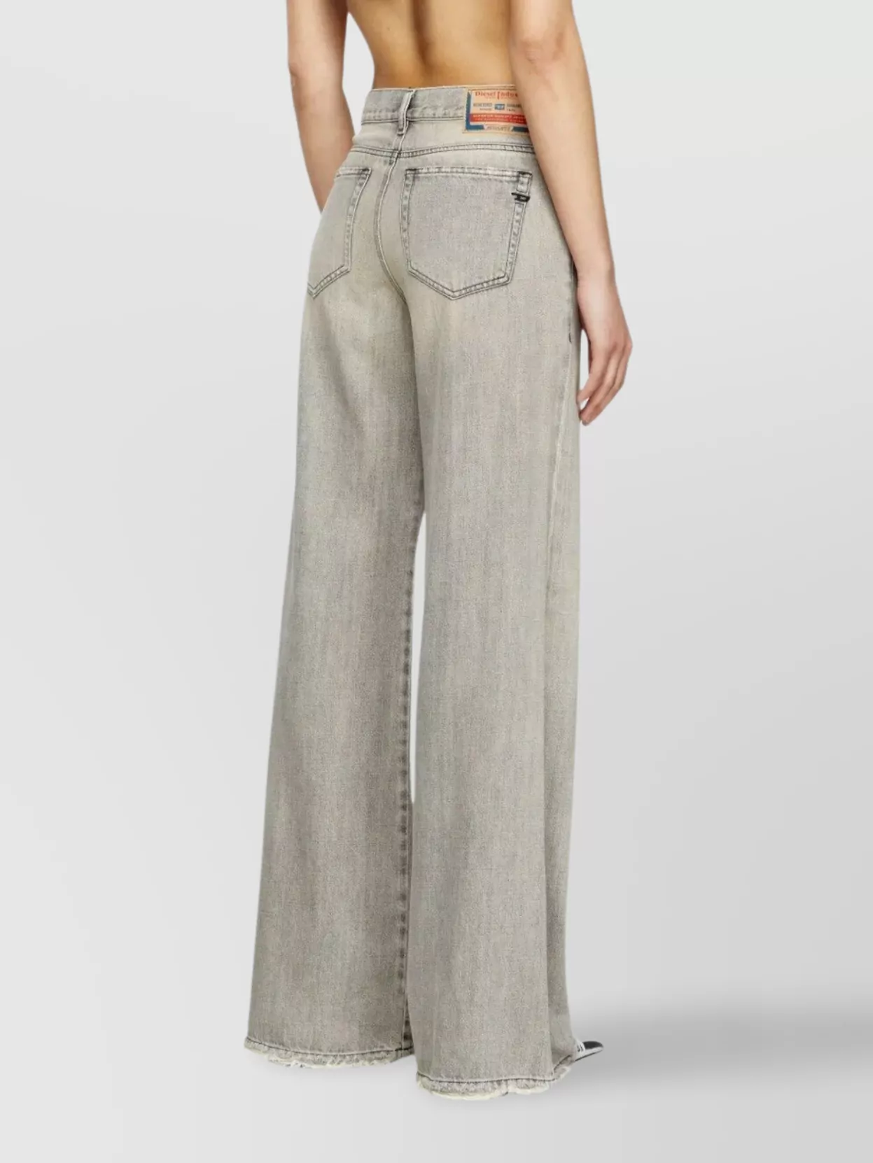 Diesel High-waisted Wide-leg Jeans With Faded Finish In Gray