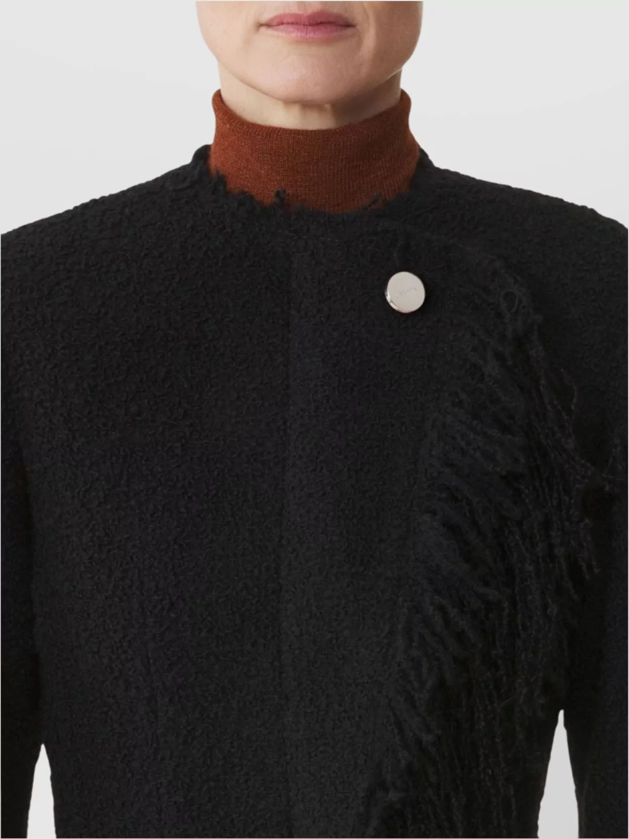 Lanvin Asymmetrical Fringe Blazer Button Detail