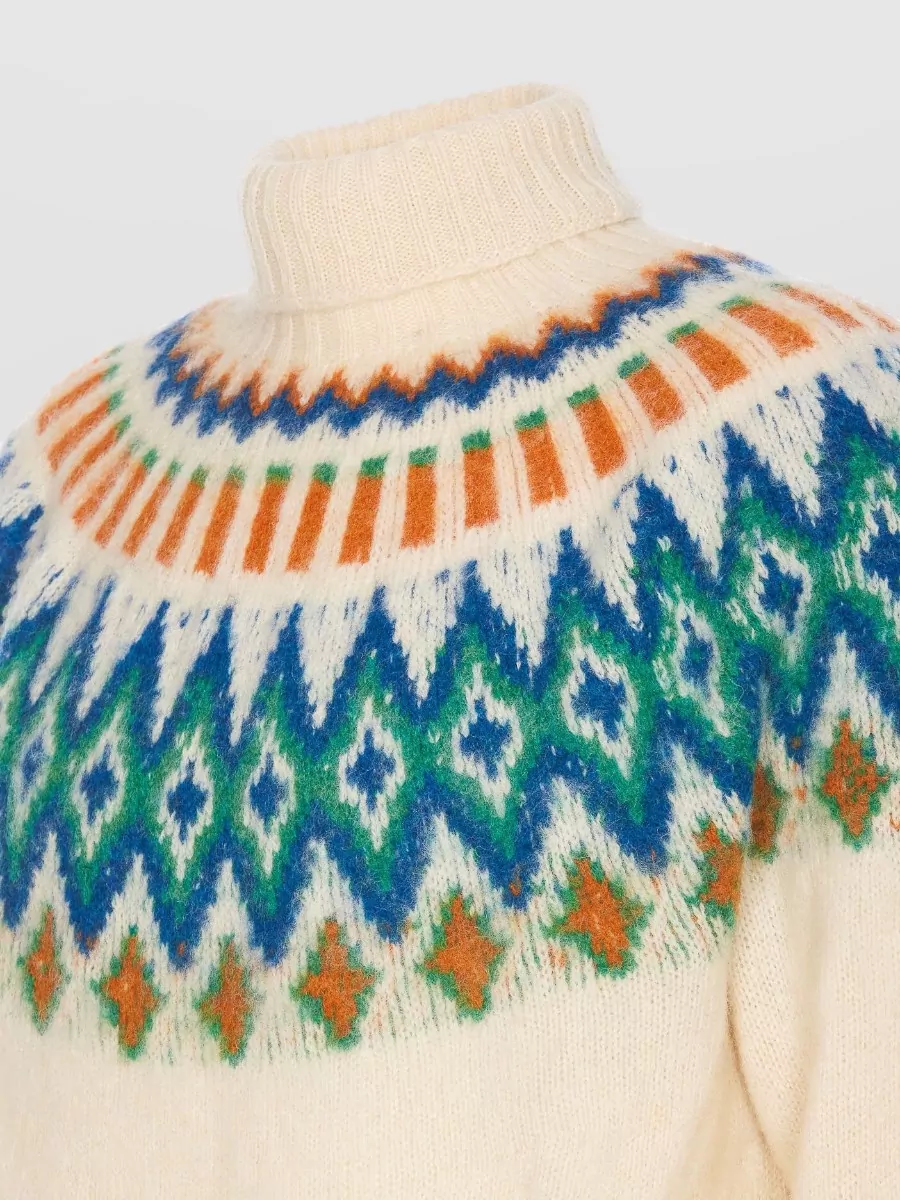 Howlin Wool Regular-Fit High-Neck Patterned Sweater