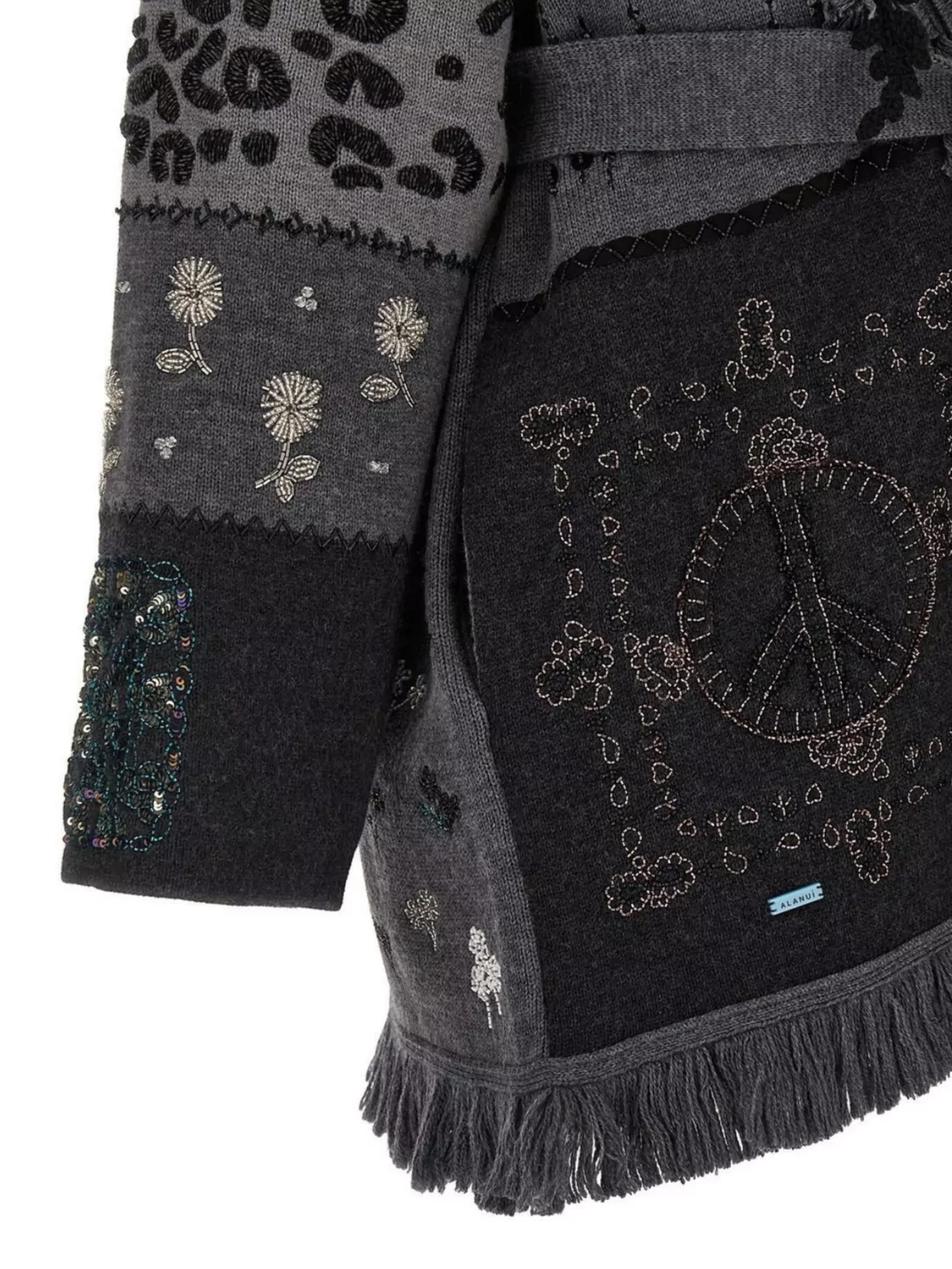 Alanui Cardigan With Animal Print And Fringe