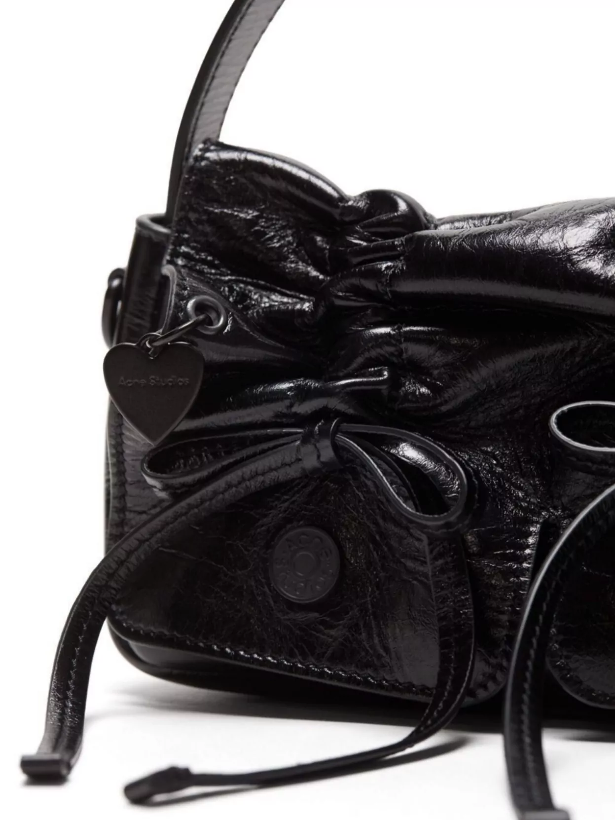 Acne Studios Foldover Top Shoulder Bag With Heart Charm