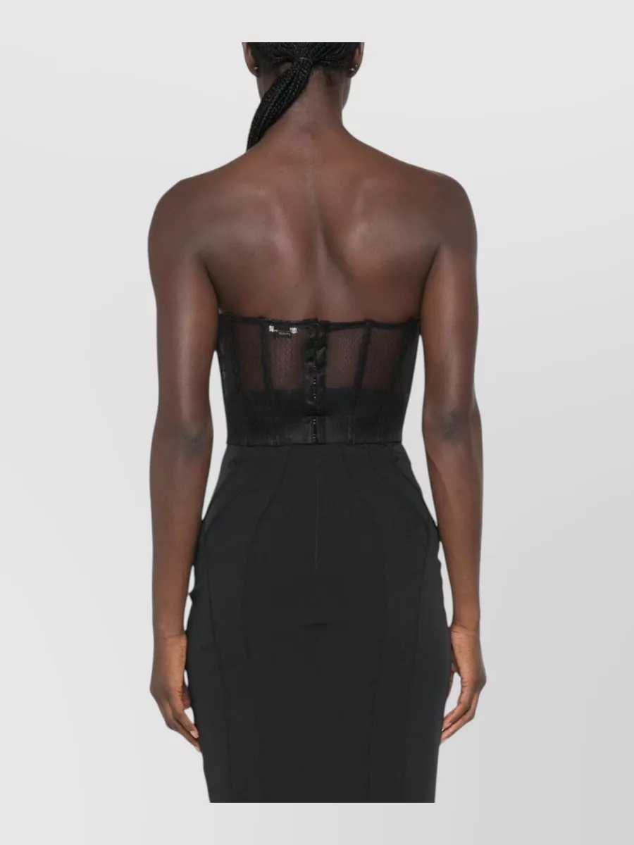 Elisabetta Franchi Mesh Corset Midi Dress