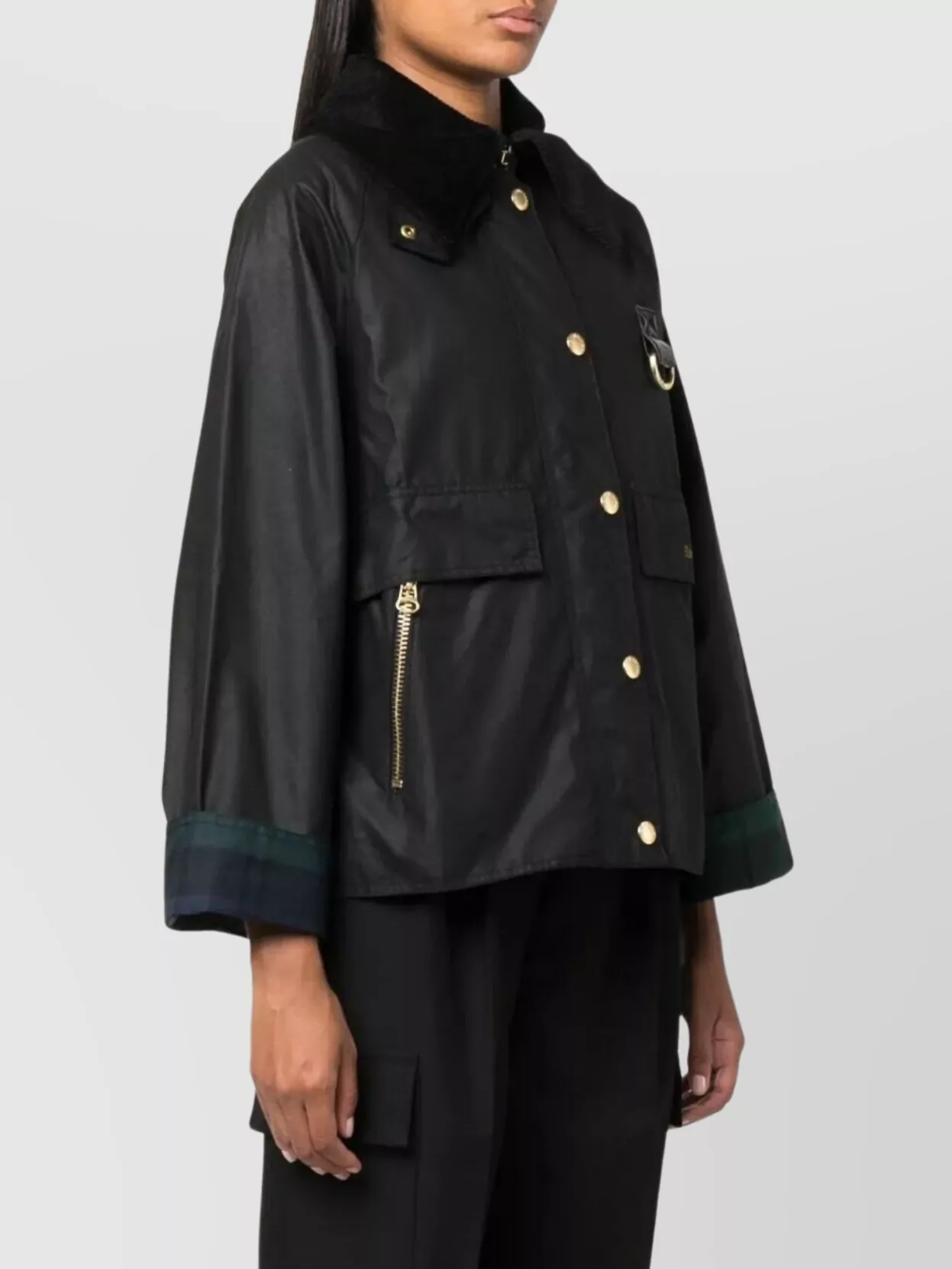 Barbour Jacket Featuring Corduroy Collar And D-Ring