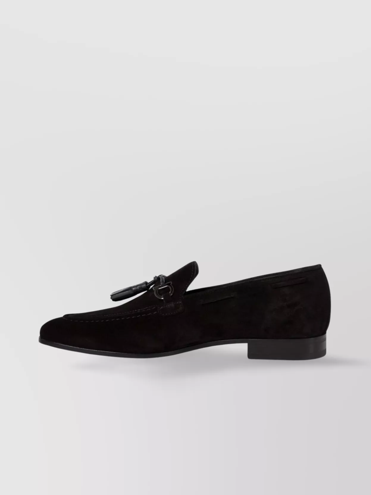 Ferragamo Tassel Detail Suede Finish Round Toe Loafers