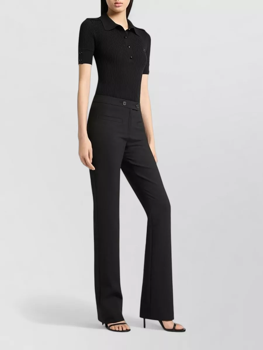 Courrèges Ribbed-Knit Short-Sleeve Polo Shirt