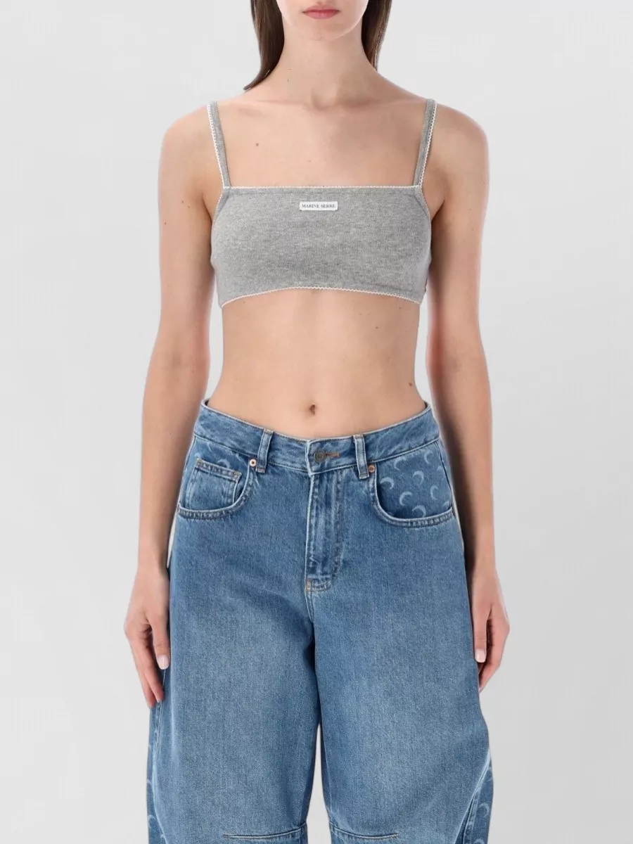 Marine Serre Ribbed Fine Strap Bralette