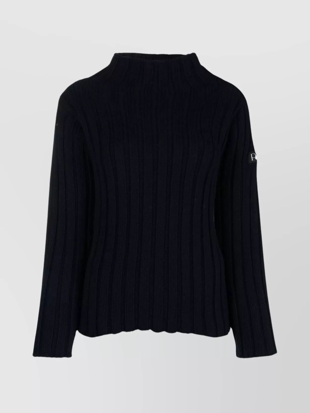 Shop Patou Ribbed Knit Crewneck Sweater With Long Sleeves In Black