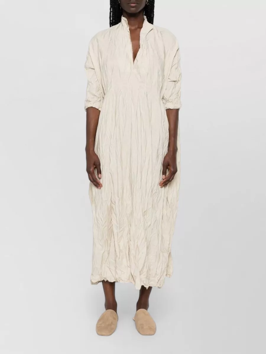 Daniela Gregis Crinkled V-Neck Midi Dress