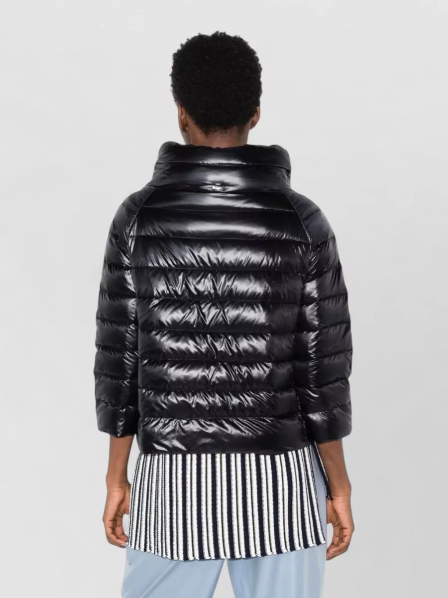 Herno Puffer Coat Quilted Texture Shiny High Collar