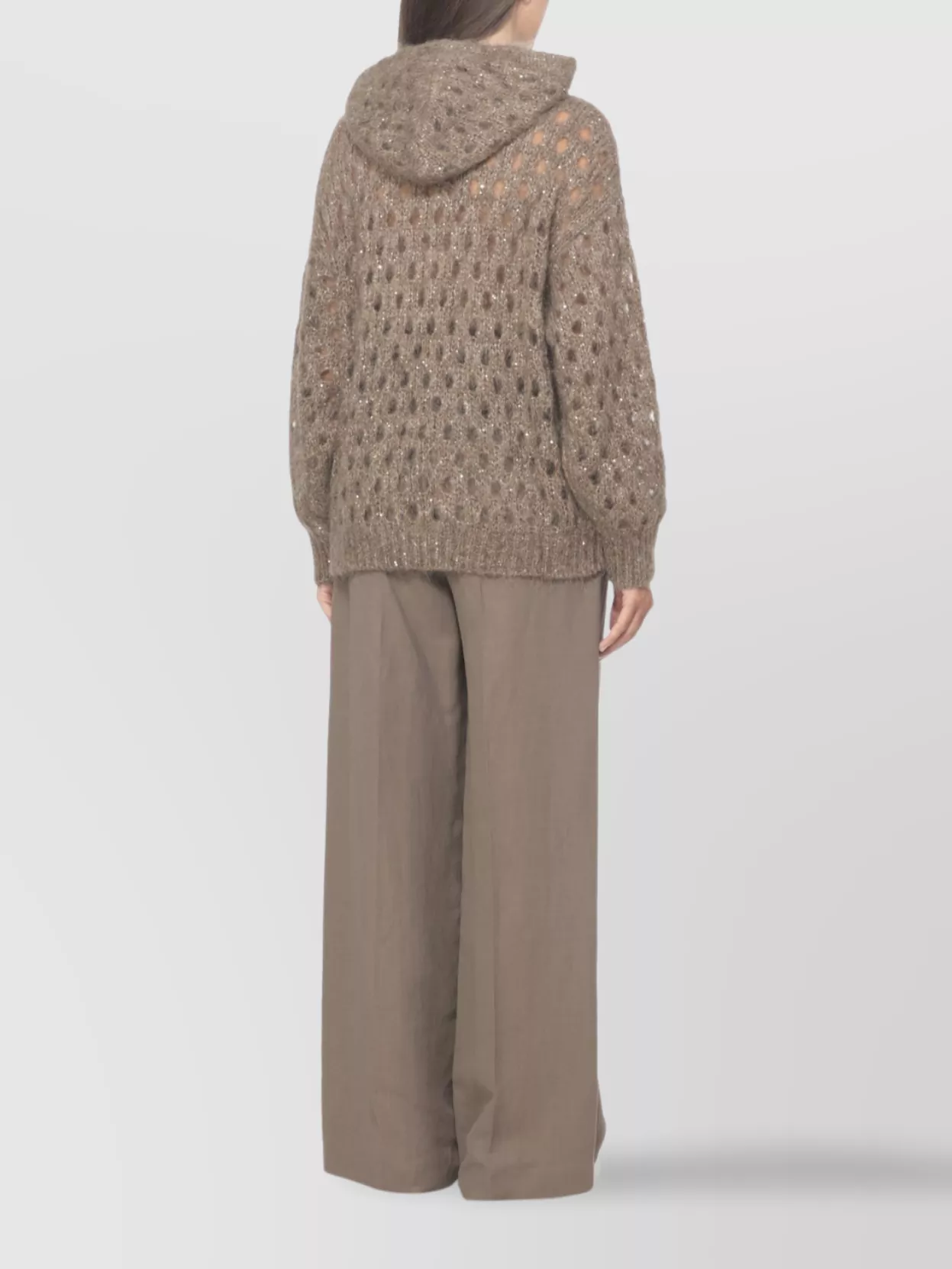 Brunello Cucinelli Sequin Embellished Mohair Hooded Cardigan
