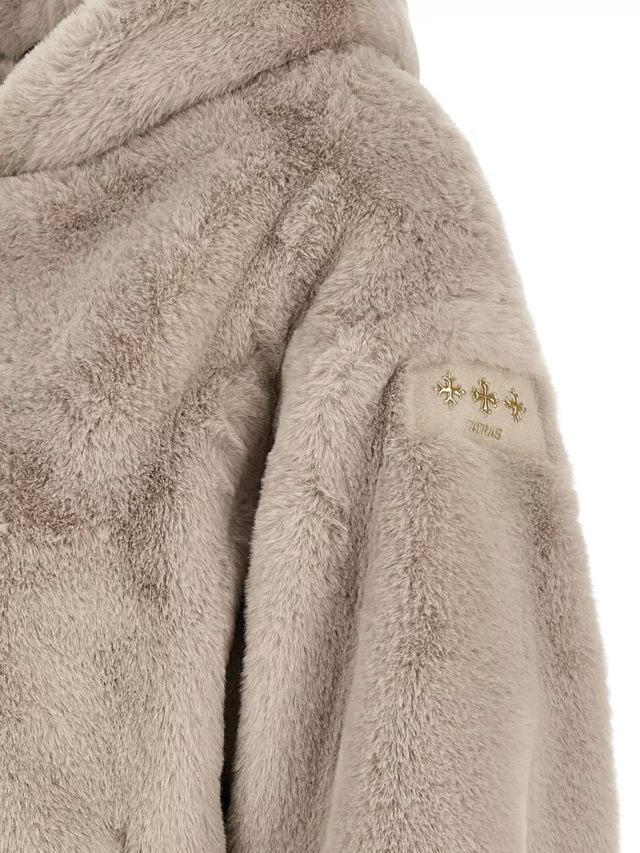 Tatras Plush Hooded Faux Fur Coat