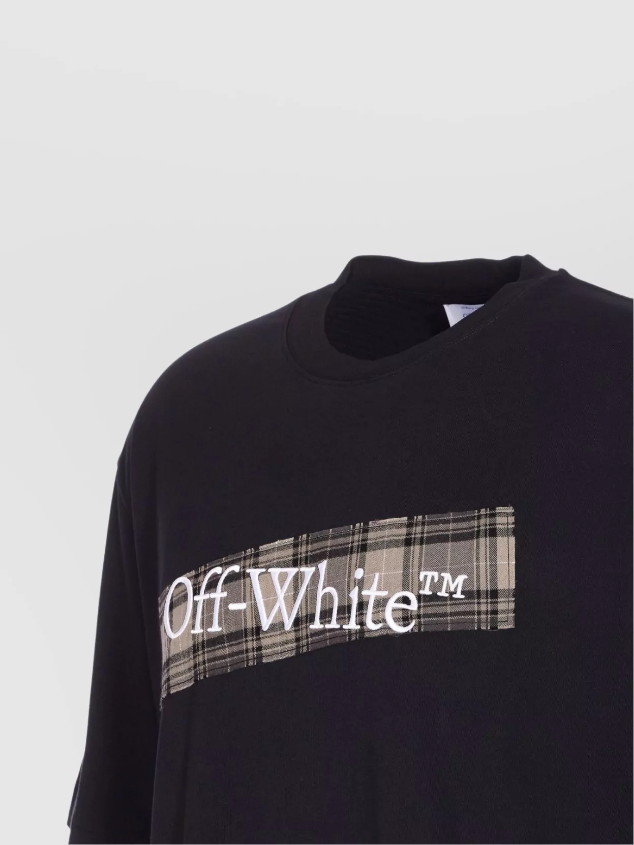 Off-white Black Crewneck T-shirt With Logo Lettering On The Front And Maxi Diagonal Motif On The Rear In Cotto In Blue