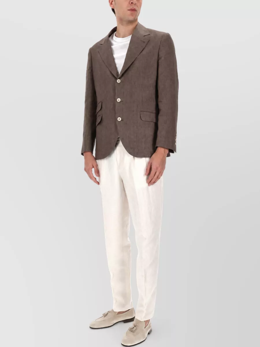 Brunello Cucinelli Linen Single-Breasted Suit Jacket