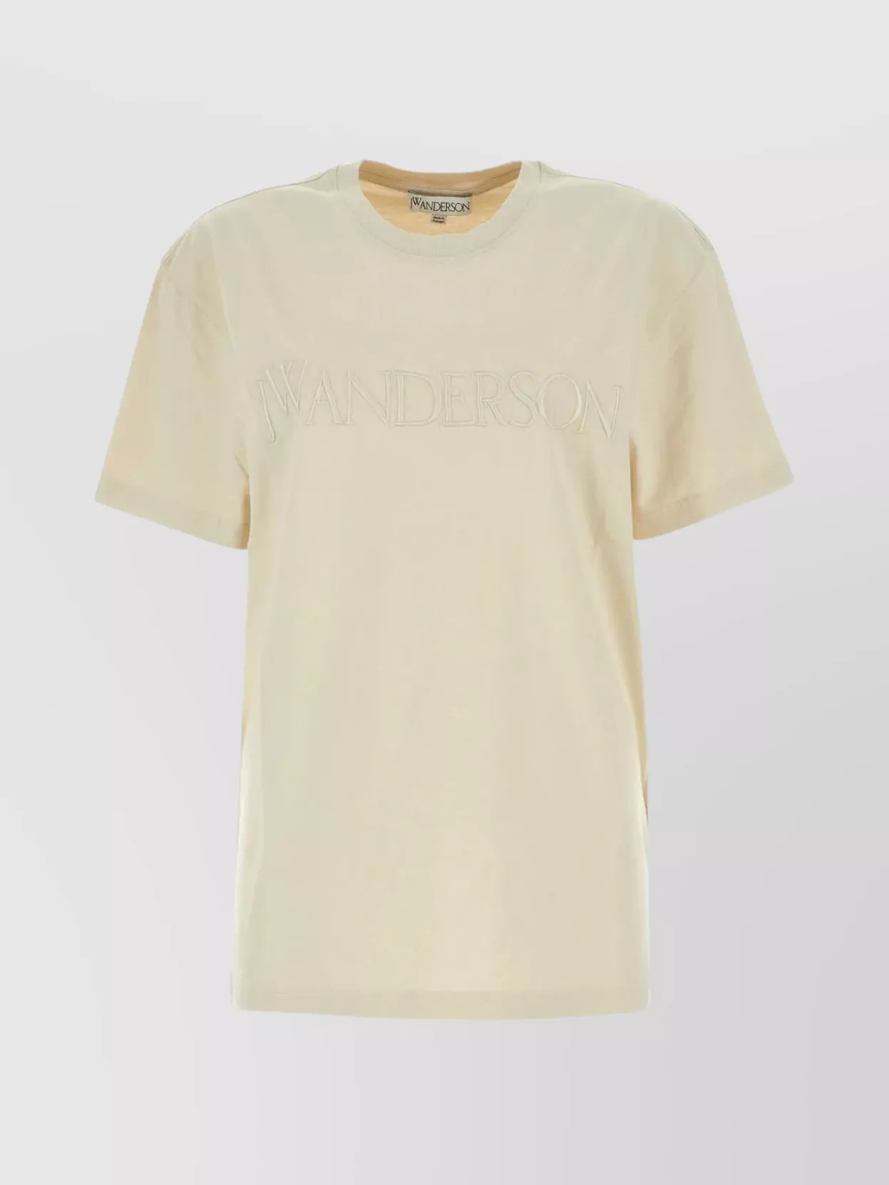 Shop Jw Anderson Cotton Ribbed Crew-neck T-shirt In Beige