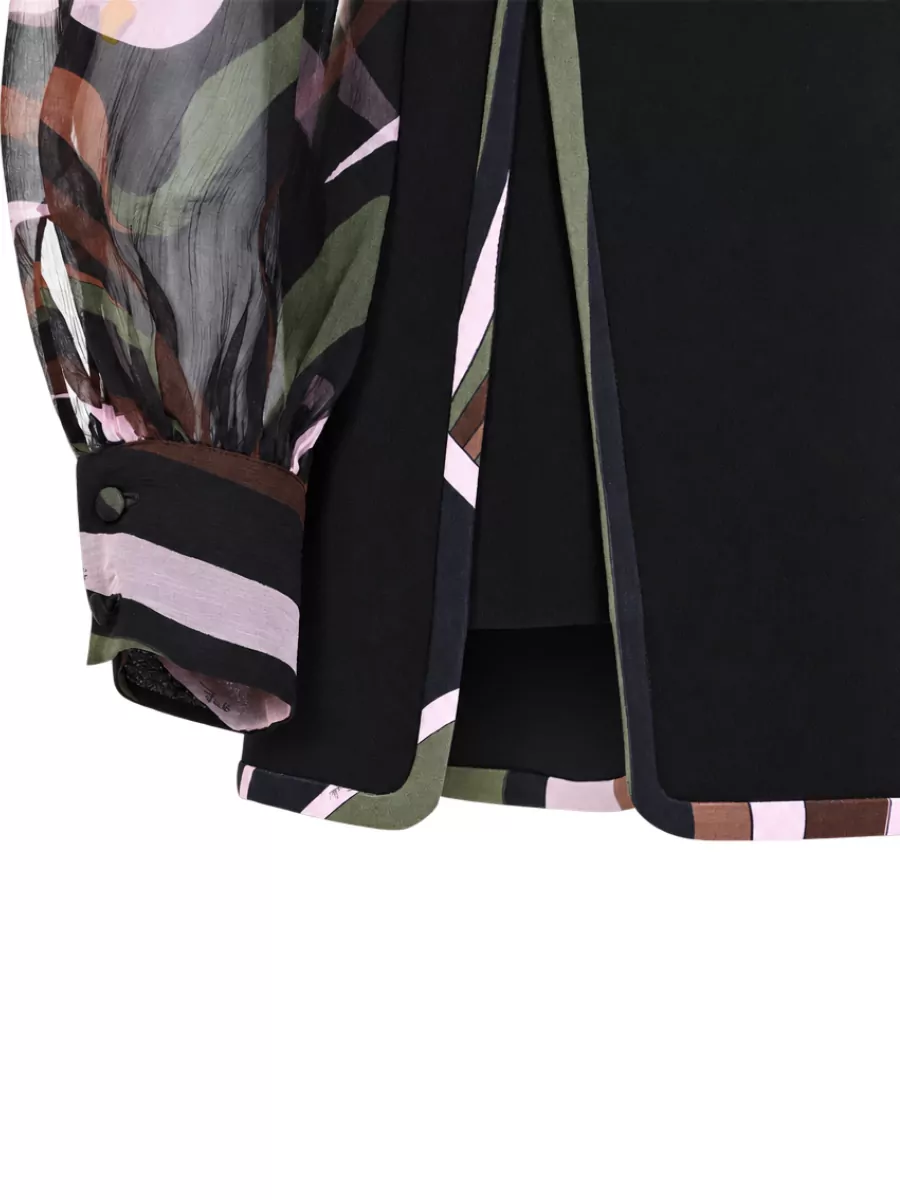 Pucci Printed Collar Long-Sleeve Mini Dress