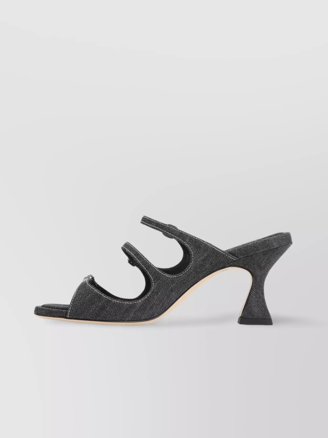 Shop Carel Denim Triple Strap Open Toe Mules