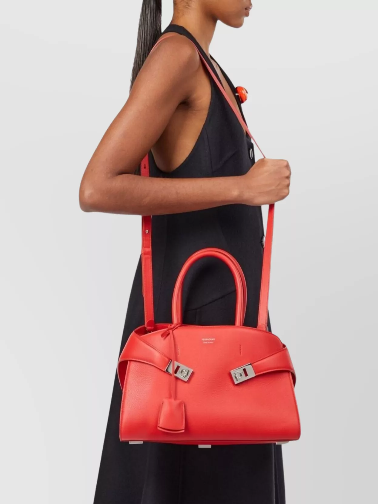 Ferragamo Small Leather Tote Bag Hug