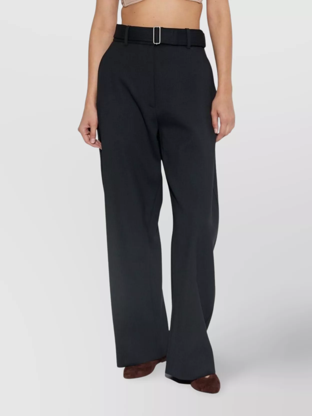 Studio Nicholson Contemporary Wide-leg Trousers Featuring Buckle In Black