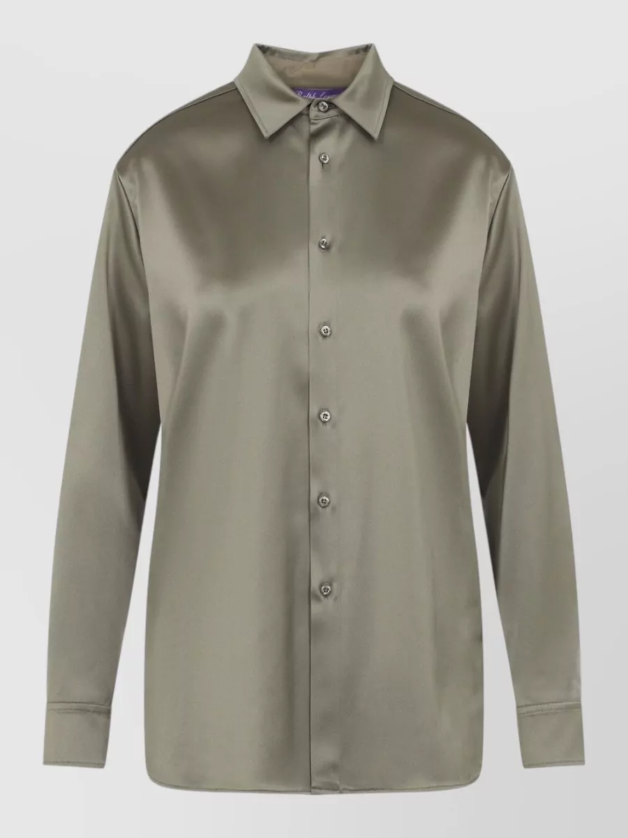 Ralph Lauren Collection Silk Satin Long-Sleeve Shirt