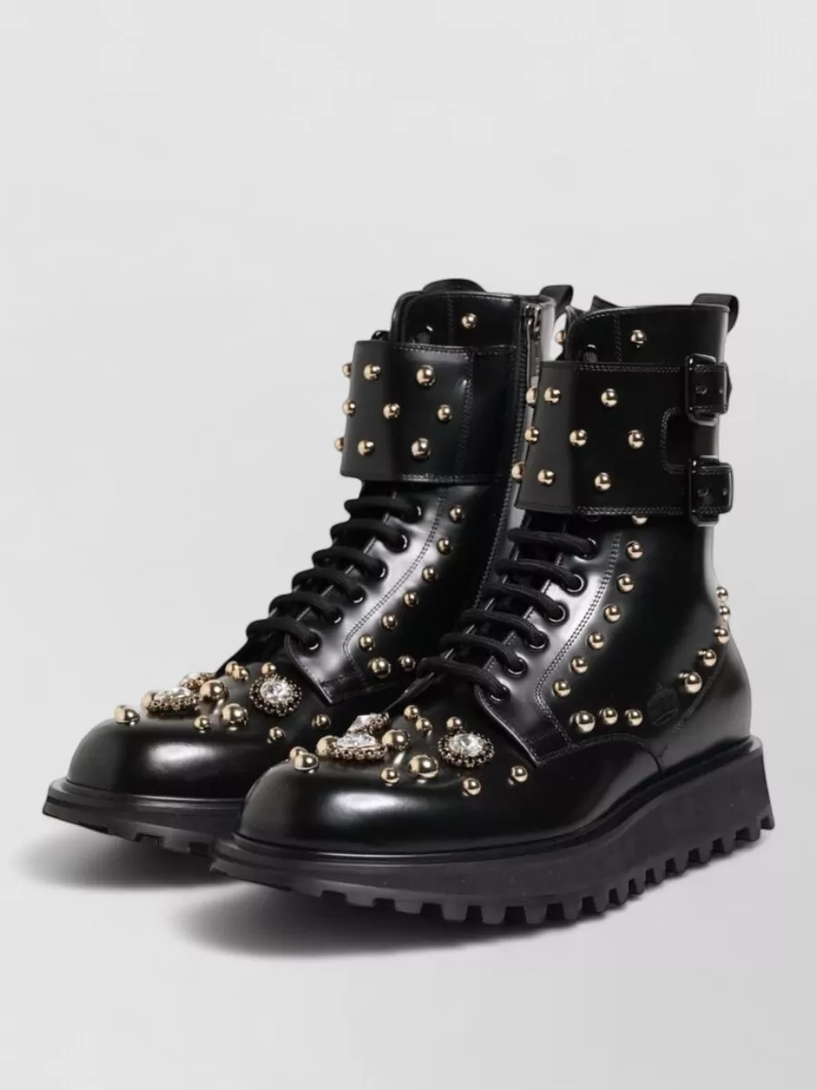 Dolce&Gabbana Studded Leather Combat Boots