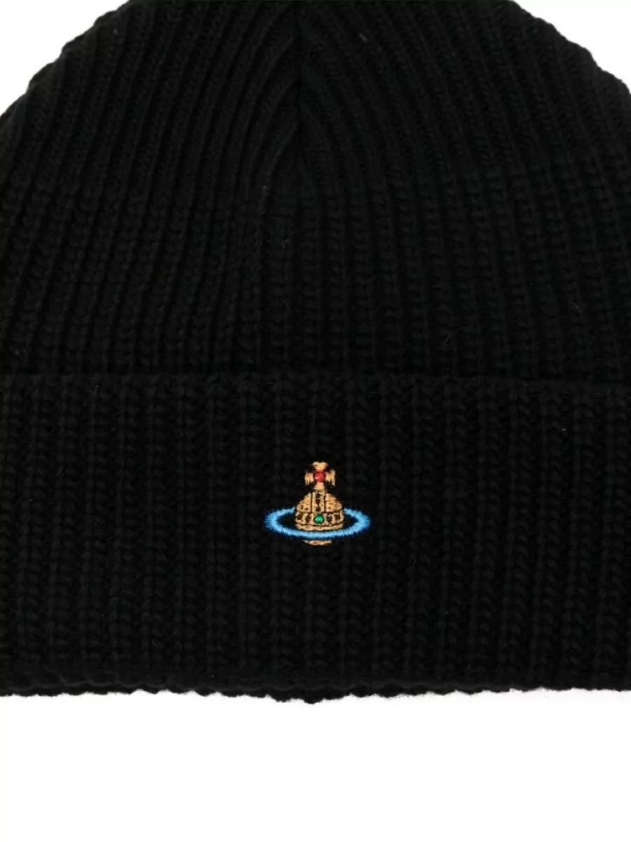 Vivienne Westwood Ribbed Texture Beanie Hat Turn Up Brim