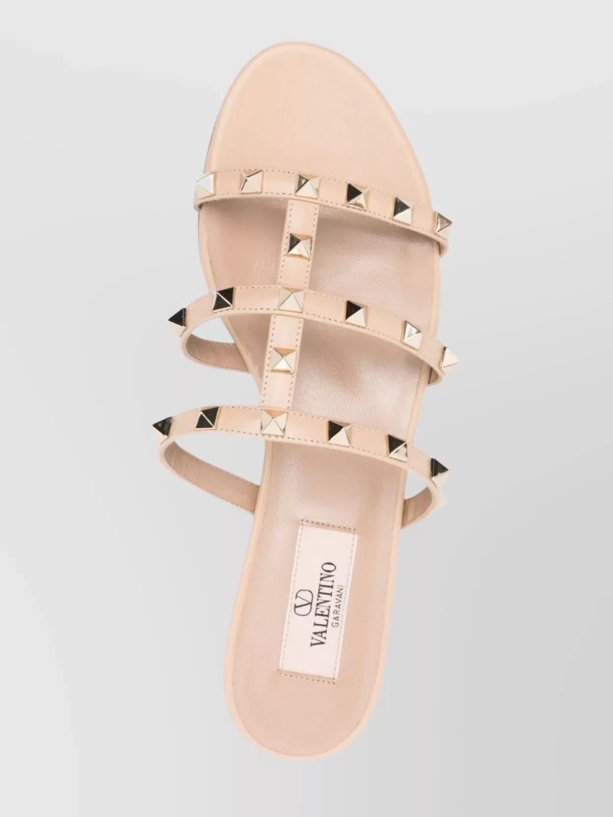 Valentino Flat Studded Leather Sandals With Open Toe
